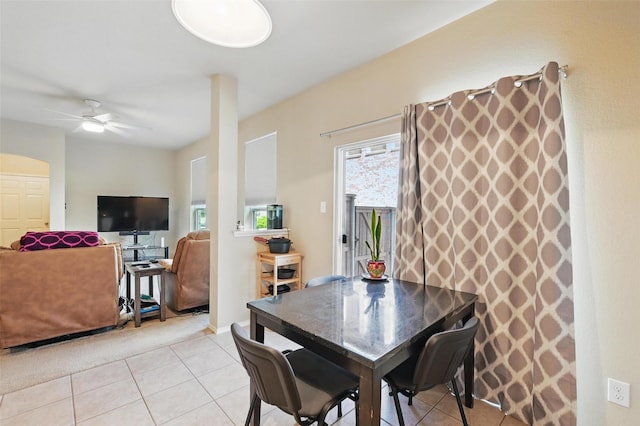 1418 Ravenwood Dr, Mansfield, TX 76063 - dining room featuring light tile patterned floors and a ceiling fan