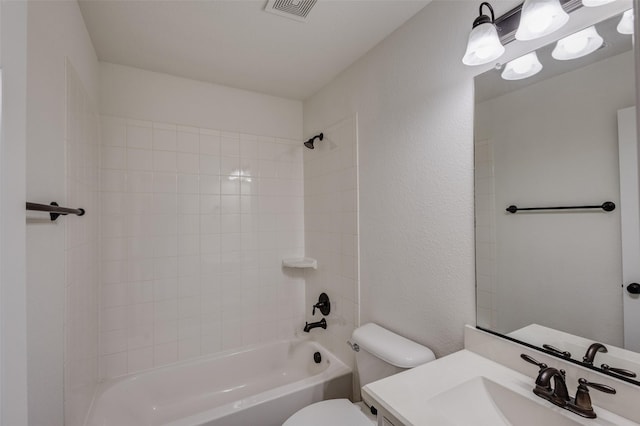 901 Clear Water Dr, Allen, TX 75013 - bathroom featuring toilet,  shower combination, and vanity