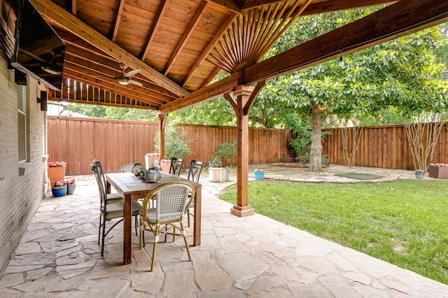 5820 Forest Ln, Dallas, TX 75230 - view of patio / terrace featuring outdoor dining space and a ceiling fan