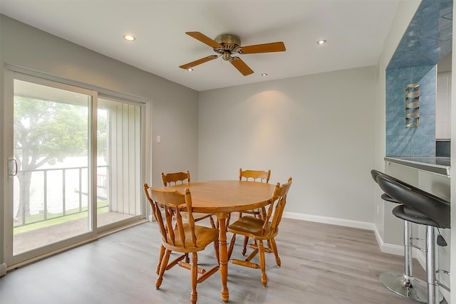 390 Driftwood Ct Unit 3B-1, Azle, TX 76020 - dining space featuring healthy amount of natural light, light wood-style floors, ceiling fan, and recessed lighting