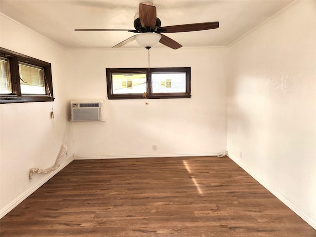2804 Lynn Dell Dr, Tool, TX 75143 - empty room with healthy amount of natural light, wood finished floors, an AC wall unit, and ornamental molding