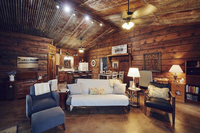 6305 Barrel Spring Rd, Nocona, TX 76255 - living area with a ceiling fan and vaulted ceiling