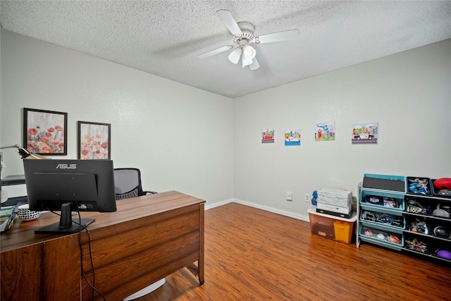 895 Dublin Dr Unit D, Richardson, TX 75080 - office featuring wood finished floors, a ceiling fan, baseboards, and a textured ceiling