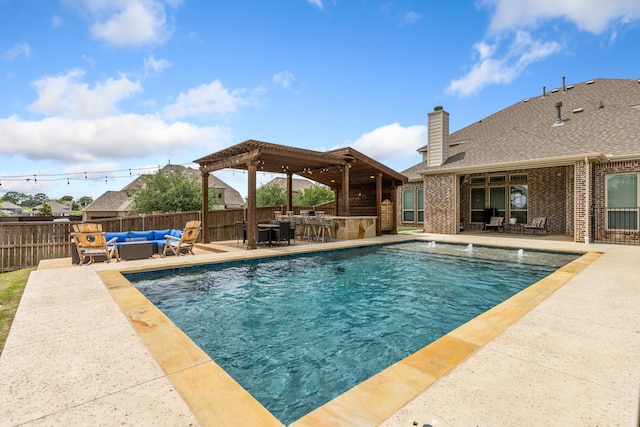 206 Stallion Ln, Hickory Creek, TX 75065 - view of pool with an outdoor hangout area, fence, a patio, and a pergola