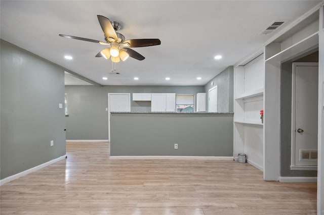 2500 Bamboo St, Mesquite, TX 75150 - unfurnished living room with a ceiling fan, light wood-type flooring, recessed lighting, and baseboards