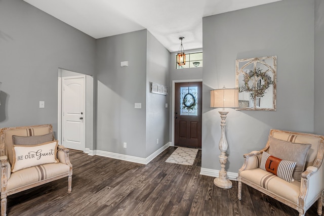 160 Grays Creek Cir, Alma, TX 75119 - foyer entrance with baseboards, wood finished floors, and a high ceiling