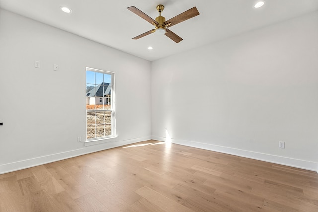 14572 Woodland Creed Dr, Tyler, TX 75706 - empty room with light wood-style floors, recessed lighting, ceiling fan, and baseboards