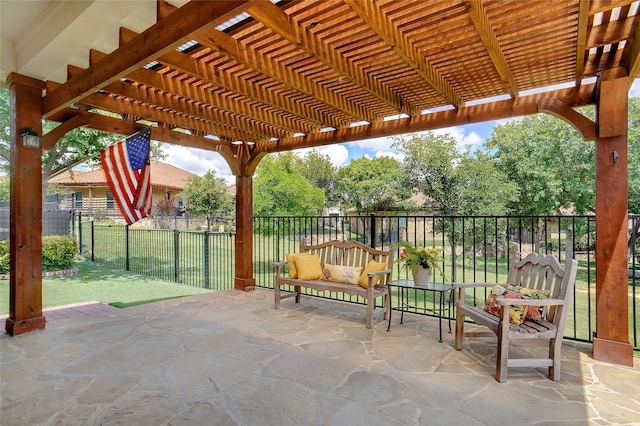 view of patio featuring a pergola