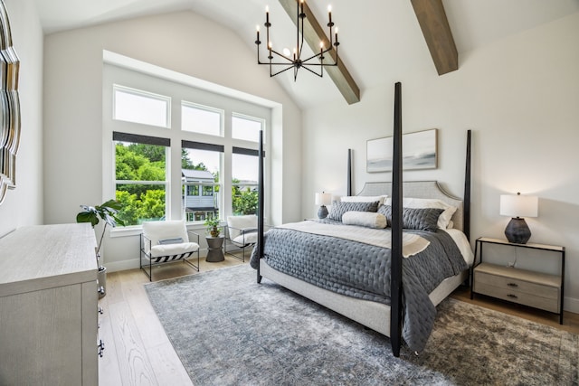 4141 Splitrock Dr, Prosper, TX 75078 - bedroom featuring a chandelier, wood finished floors, and high vaulted ceiling