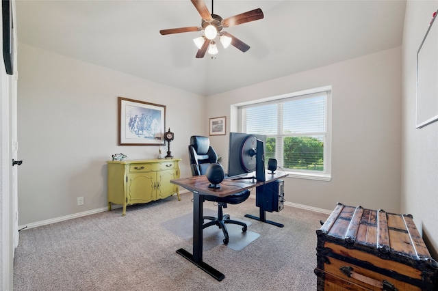 432 Sagebrush Dr, Aledo, TX 76008 - office featuring ceiling fan, baseboards, and light colored carpet