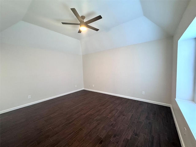 425 N Gaston Dr, Wylie, TX 75098 - additional living space featuring dark wood-type flooring, lofted ceiling, a ceiling fan, and baseboards