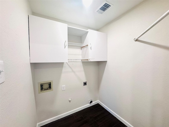425 N Gaston Dr, Wylie, TX 75098 - laundry room featuring baseboards, washer hookup, dark wood-style flooring, gas dryer hookup, and hookup for an electric dryer