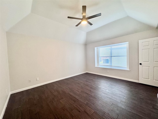 425 N Gaston Dr, Wylie, TX 75098 - bonus room featuring vaulted ceiling, ceiling fan, dark wood finished floors, and baseboards