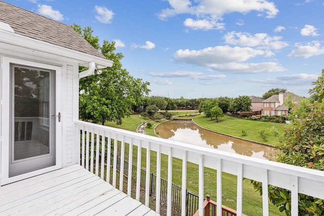 9434 Abbey Rd, Irving, TX 75063 - wooden terrace featuring a water view and a yard
