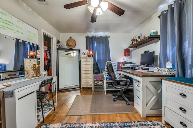 1119 Mccormick St, Denton, TX 76201 - office area featuring ceiling fan and light wood-style floors