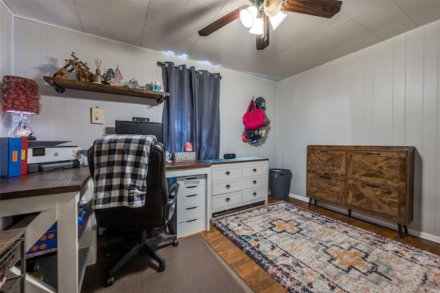 1119 Mccormick St, Denton, TX 76201 - office featuring a ceiling fan and wood finished floors