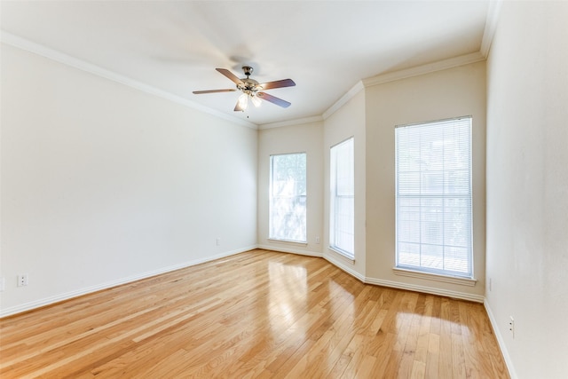 2524 Preston Rd Unit 204, Plano, TX 75093 - empty room featuring light wood finished floors, healthy amount of natural light, a ceiling fan, baseboards, and ornamental molding