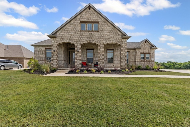 7020 Valley View Dr, Joshua, TX 76058 - view of front of property with brick siding, a front lawn, covered porch, and roof with shingles