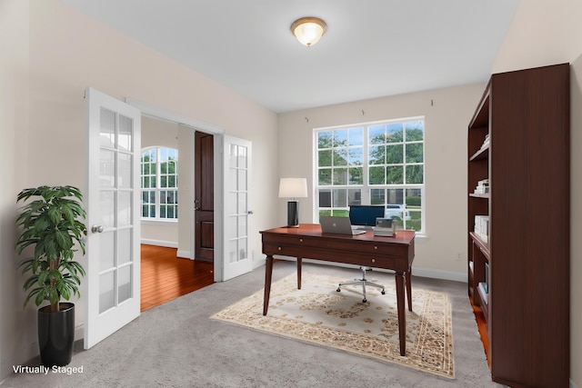 8204 Saint Clair Dr, Mckinney, TX 75071 - carpeted office space featuring french doors and baseboards