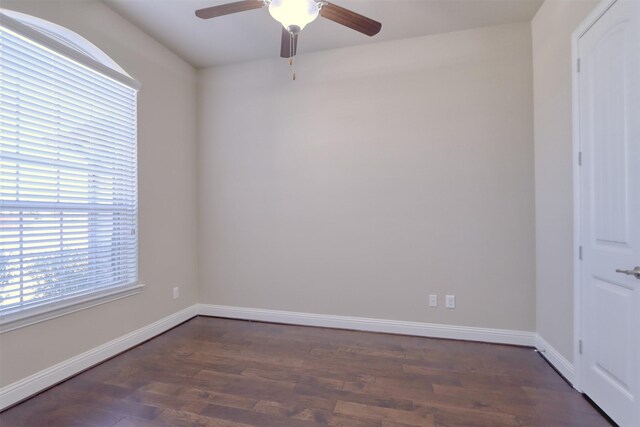 1306 Prato Ave, Mclendon Chisholm, TX 75032 - empty room featuring ceiling fan, dark wood finished floors, and baseboards