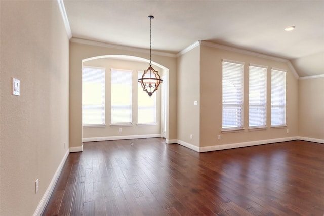 1306 Prato Ave, Mclendon Chisholm, TX 75032 - spare room with a chandelier, dark wood-type flooring, ornamental molding, and baseboards