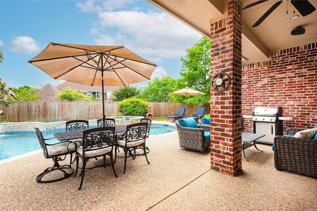 1607 Navarro Ct, Allen, TX 75013 - view of patio featuring grilling area, a fenced backyard, and outdoor dining area