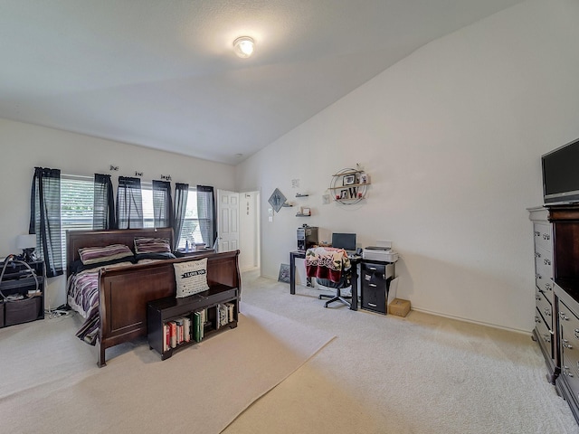 3929 Bonita Springs Dr, Fort Worth, TX 76123 - carpeted bedroom with an office area and vaulted ceiling