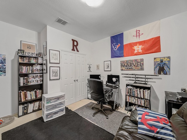 3929 Bonita Springs Dr, Fort Worth, TX 76123 - office area featuring a textured ceiling