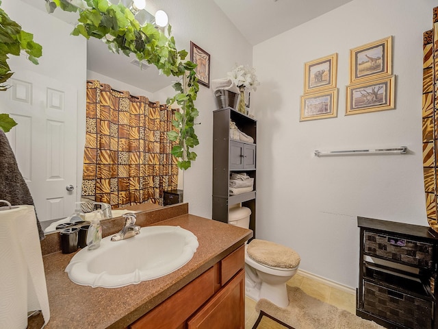 3929 Bonita Springs Dr, Fort Worth, TX 76123 - full bathroom with toilet, vanity, tile patterned flooring, and a shower with shower curtain