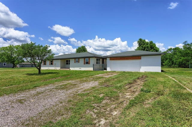 943 Lone Star Rd, Whitesboro, TX 76273 - ranch-style home with driveway, a garage, a front lawn, and stucco siding