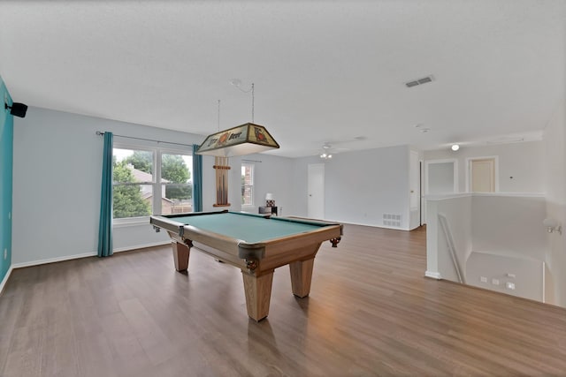 2200 Bantry Ln, Arlington, TX 76002 - game room featuring wood finished floors, billiards table, ceiling fan, and baseboards