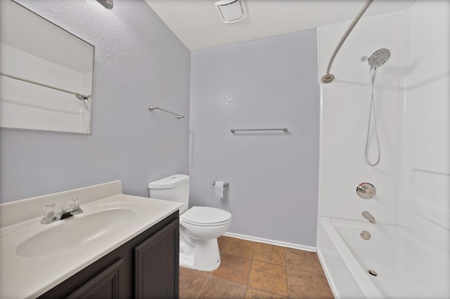 2200 Bantry Ln, Arlington, TX 76002 - full bathroom with vanity, toilet, stone tile flooring, bathing tub / shower combination, and baseboards