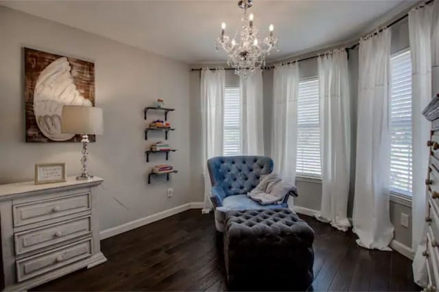 2505 Wilma Ln, Plano, TX 75074 - sitting room with a chandelier and dark wood-style flooring