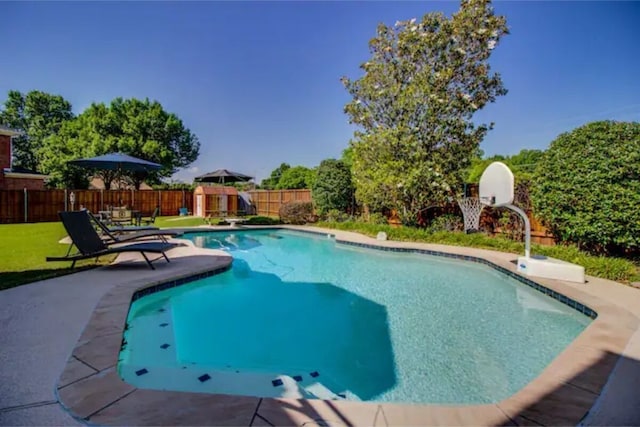 2505 Wilma Ln, Plano, TX 75074 - view of swimming pool with a fenced backyard and a patio