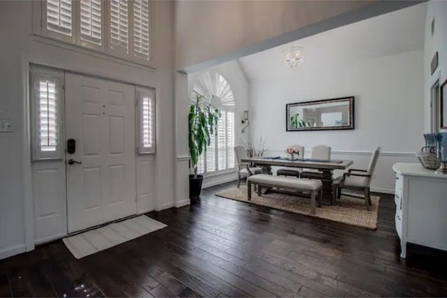 2505 Wilma Ln, Plano, TX 75074 - entryway with wood-type flooring and a chandelier