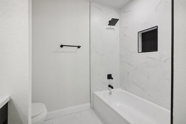 2401 Sherry St Unit A & B, Arlington, TX 76014 - bathroom with marble look tile flooring, toilet,  shower combination, and baseboards