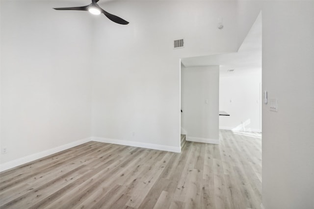 2401 Sherry St Unit A & B, Arlington, TX 76014 - spare room featuring ceiling fan, light wood-style flooring, and baseboards