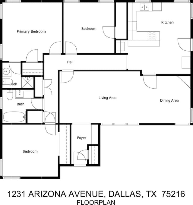 1231 Arizona Ave, Dallas, TX 75216 - property floor plan