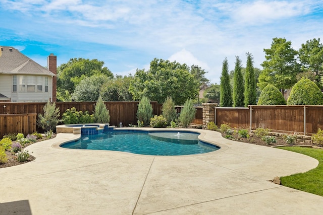 102 Fontana Ct, Allen, TX 75013 - view of swimming pool with a fenced backyard, a patio area, and a pool with connected hot tub