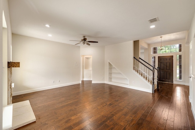 102 Fontana Ct, Allen, TX 75013 - entrance foyer featuring stairway, dark wood finished floors, baseboards, and recessed lighting