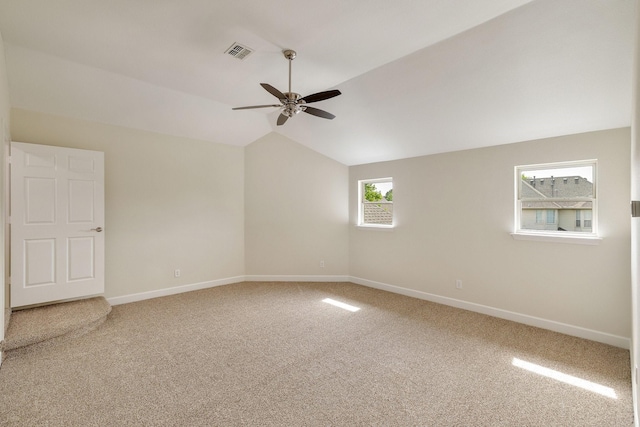 102 Fontana Ct, Allen, TX 75013 - carpeted spare room featuring ceiling fan, lofted ceiling, and baseboards