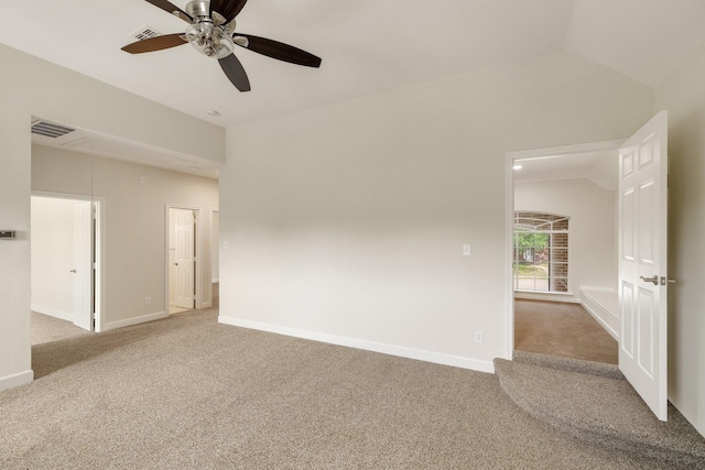 102 Fontana Ct, Allen, TX 75013 - carpeted empty room with a ceiling fan, baseboards, and lofted ceiling