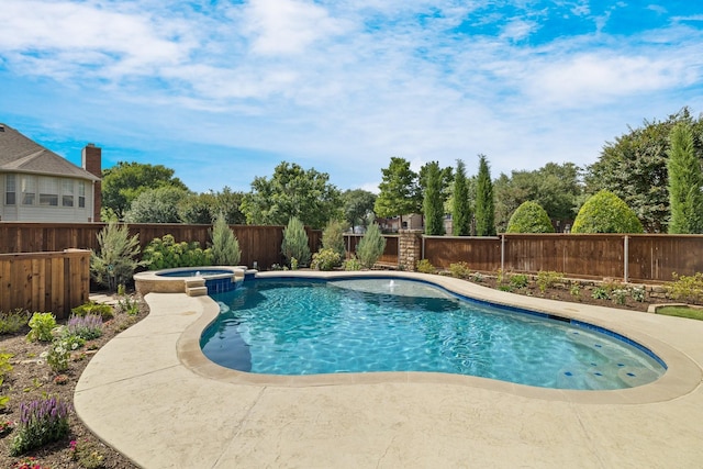 102 Fontana Ct, Allen, TX 75013 - view of swimming pool featuring a fenced backyard, a pool with connected hot tub, and a patio