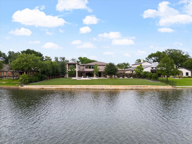 water view featuring fence
