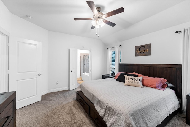 3008 Aransas Ave, Aubrey, TX 76227 - bedroom with light carpet, baseboards, connected bathroom, and a ceiling fan