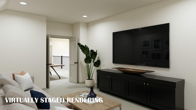 living room featuring recessed lighting
