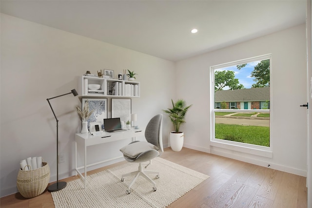 3314 Norcross Ln, Dallas, TX 75229 - home office featuring wood finished floors, recessed lighting, and baseboards