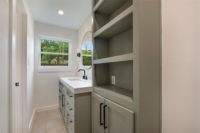 3314 Norcross Ln, Dallas, TX 75229 - bathroom with tile patterned flooring, vanity, baseboards, and recessed lighting