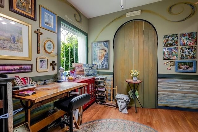 109 Mariah Dr, Weatherford, TX 76087 - home office featuring wood finished floors and arched walkways