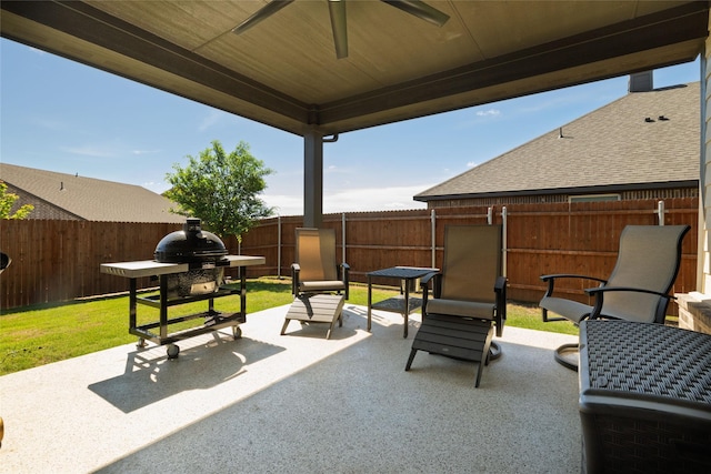 1705 Surrey Ct, Weatherford, TX 76087 - view of patio with a fenced backyard and ceiling fan
